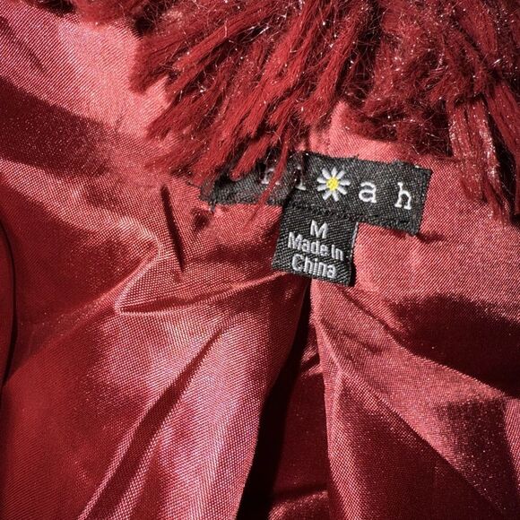 Daisy Red Teddy Jacket with Shaggy Fringe - Picture 2 of 5